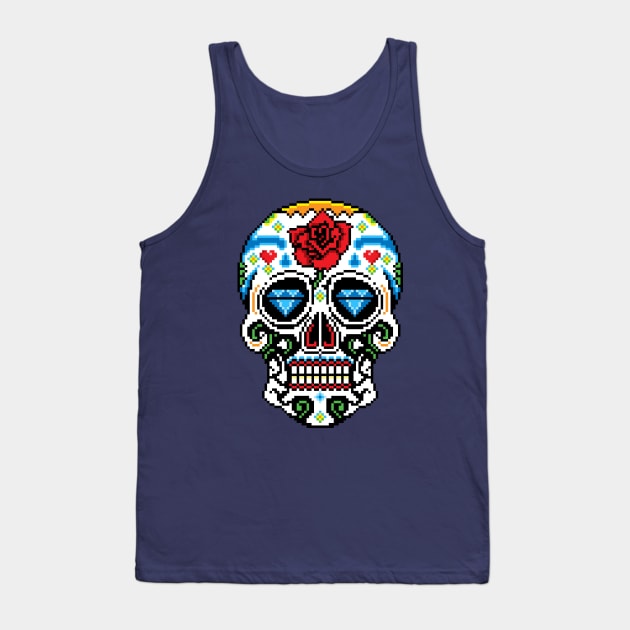 Sugar Skull pixel art Tank Top by PXLFLX